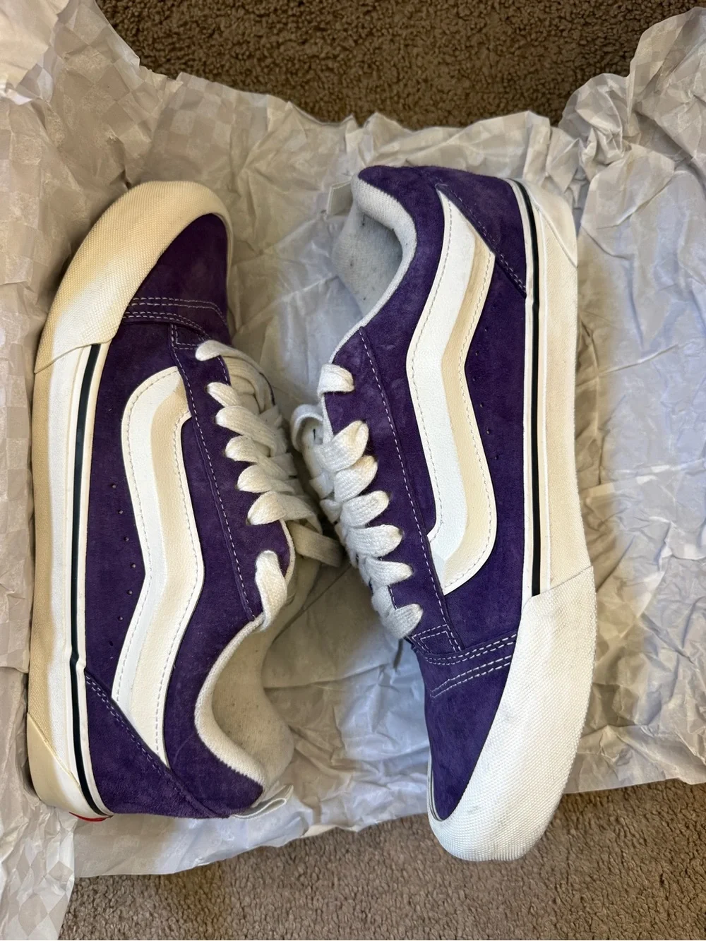 Men's Purple Suede Skate Sneakers with White Stripe